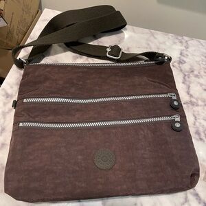 Kipling Brown Crossbody Bag with Zipper Accents